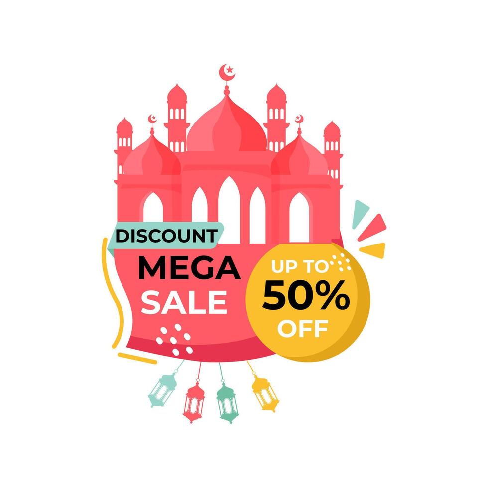 Flat Ramadan Big Sale design icon social media post  promotion template. With white background. vector