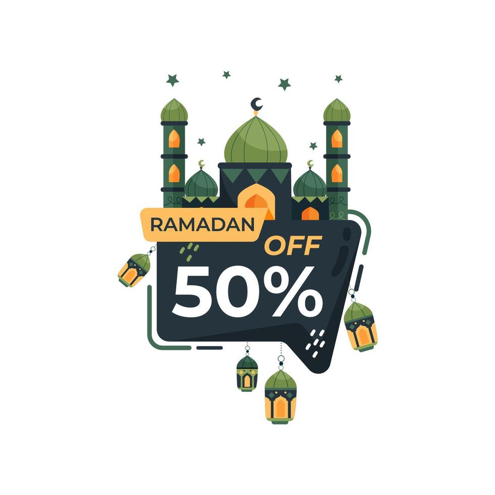 Flat Ramadan Big Sale design icon social media post  promotion template. With white background. vector