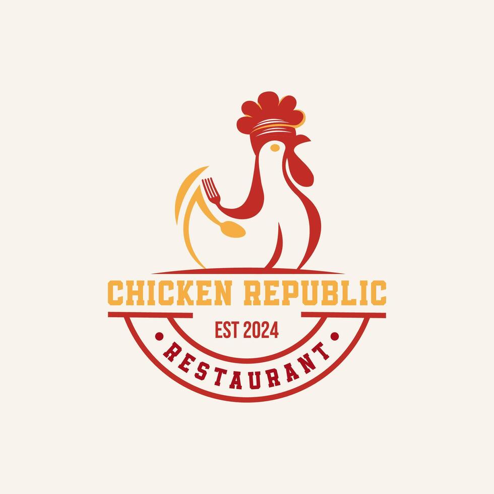 pollo república delicioso restaurante logo diseño elemento vector ,adecuado para negocio restaurante casual