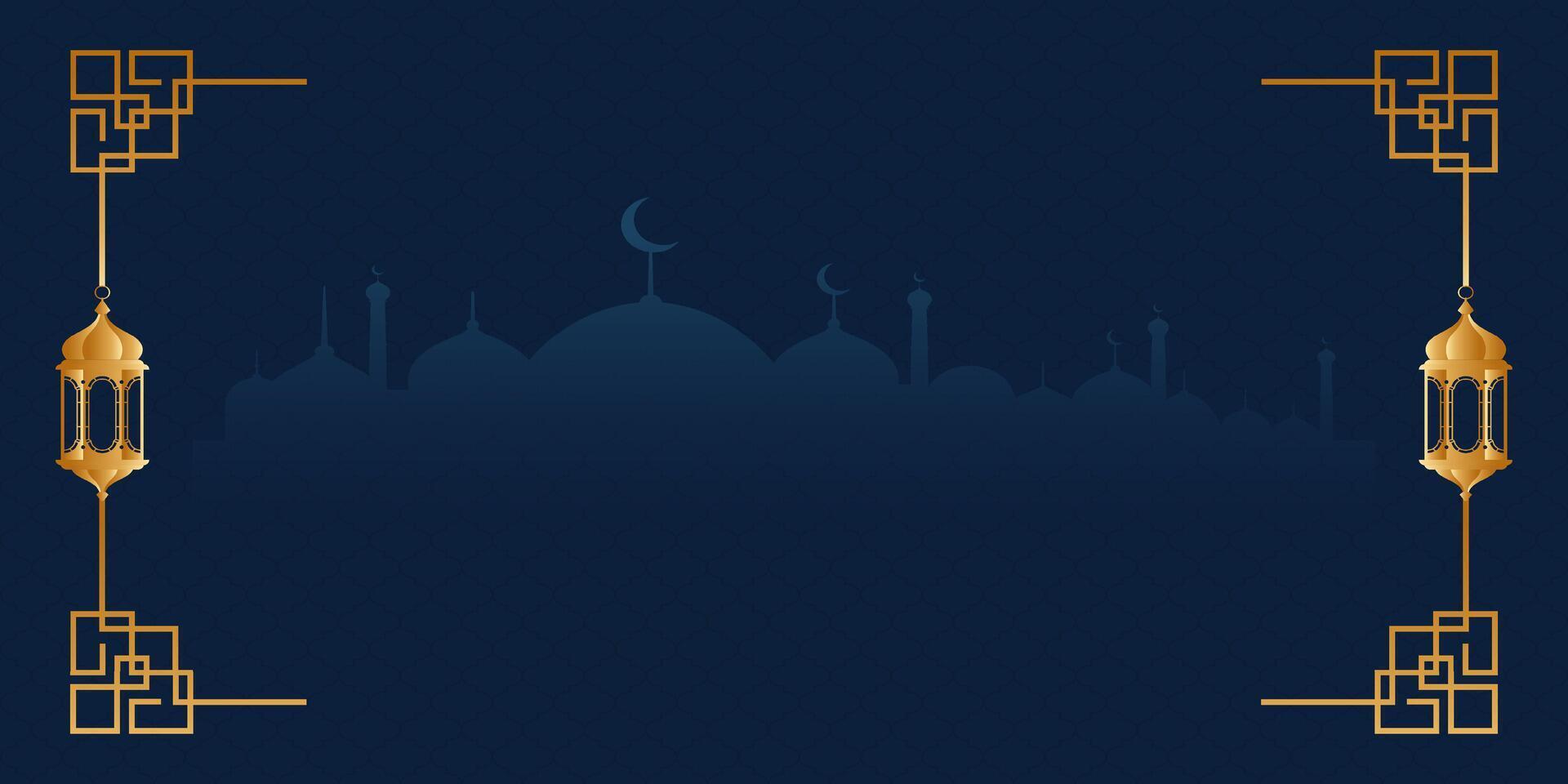 Ramadan Kareem moon mosque Arabic calligraphy, template for banner, invitation, poster, card for the celebration of Muslim community festival vector