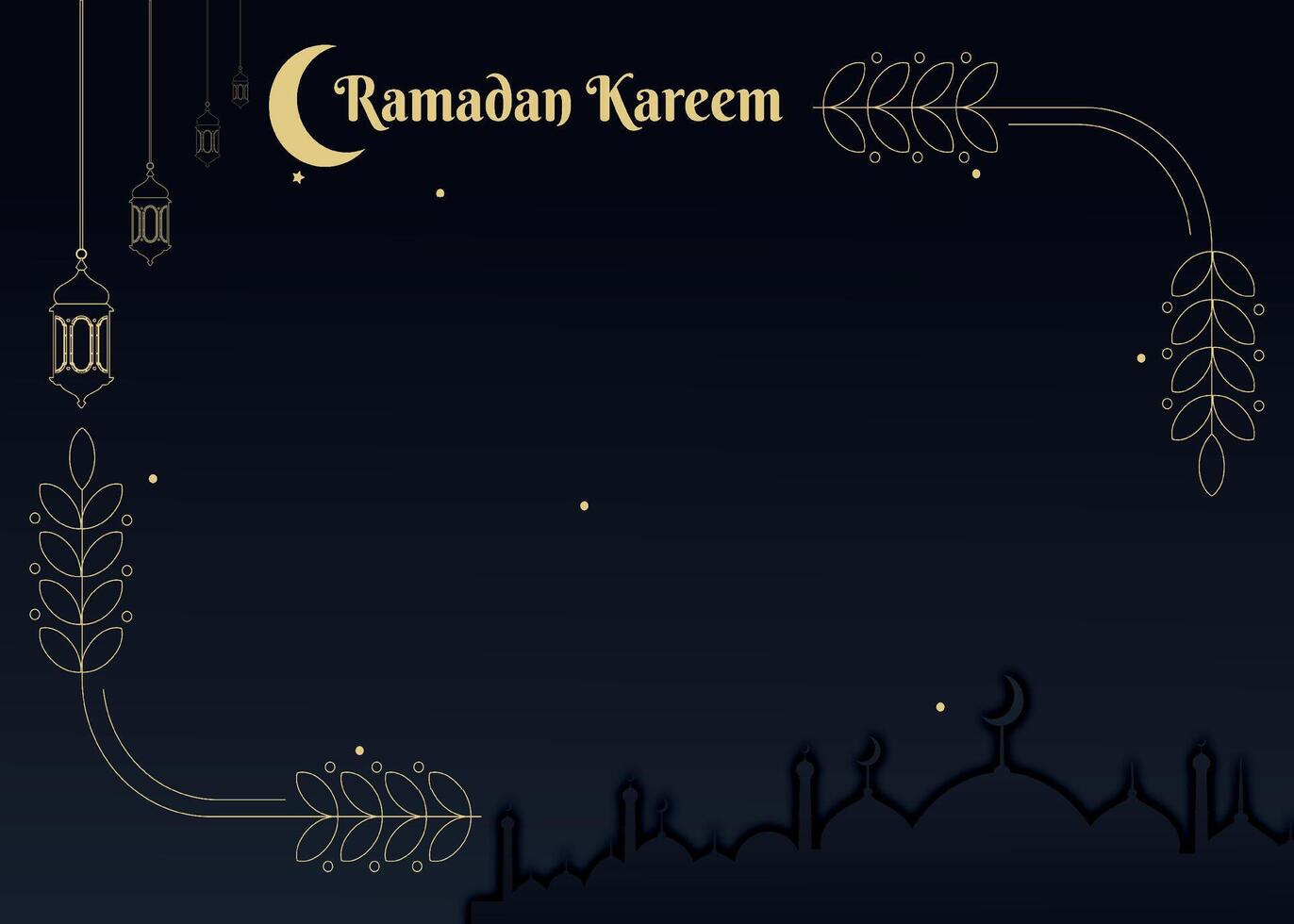 Elegant Ramadan Kareem moon mosque Arabic calligraphy, template for background, invitation, poster, card for the celebration of Muslim community festival vector