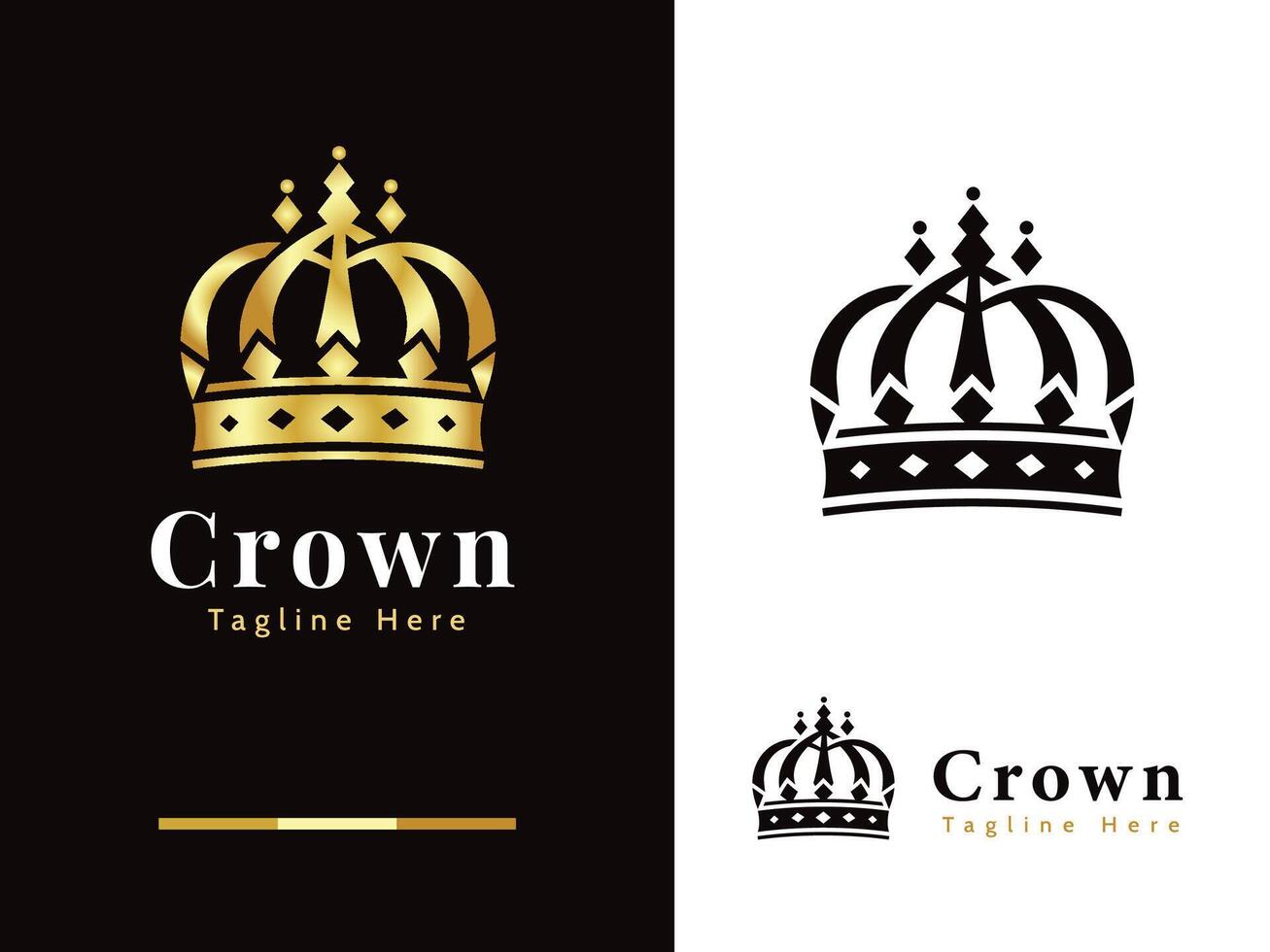 luxury golden crown vector logo and illustration template.