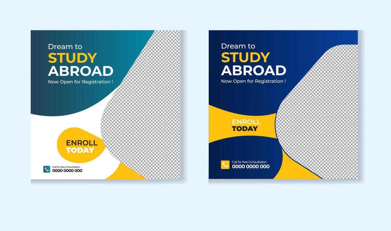 Study abroad social media post design template vector