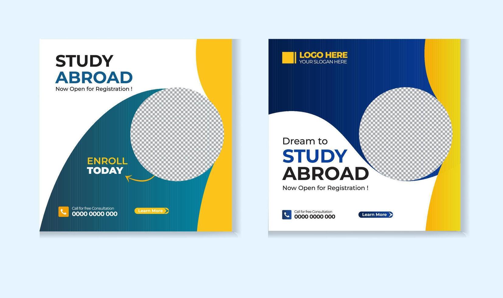 Study abroad social media post design template vector