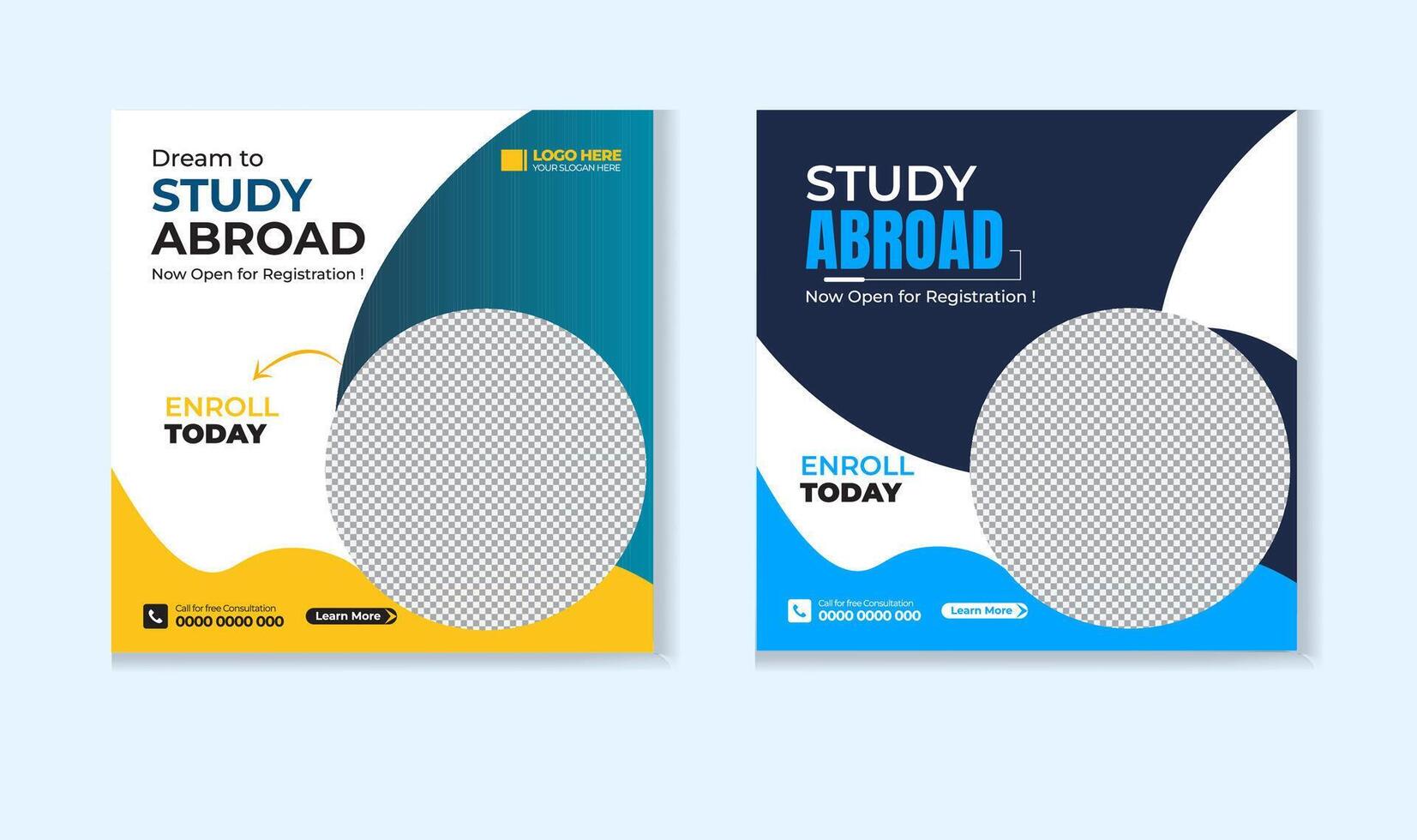 Study abroad social media post design template vector