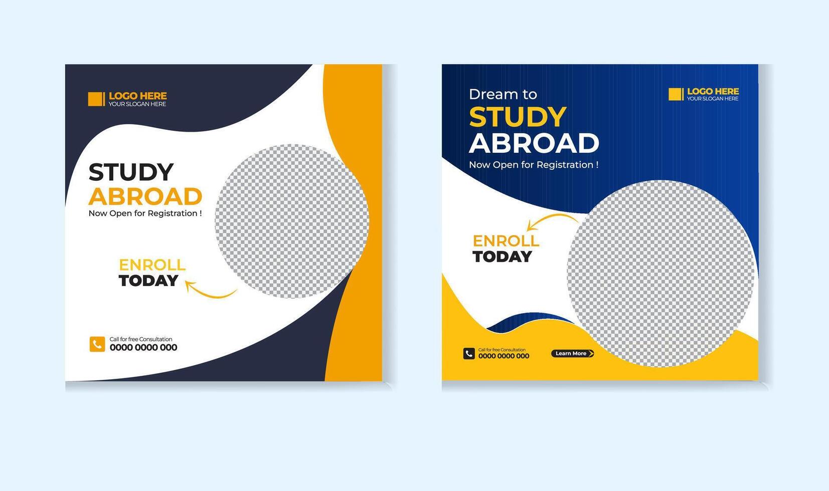 Study abroad social media post design template vector