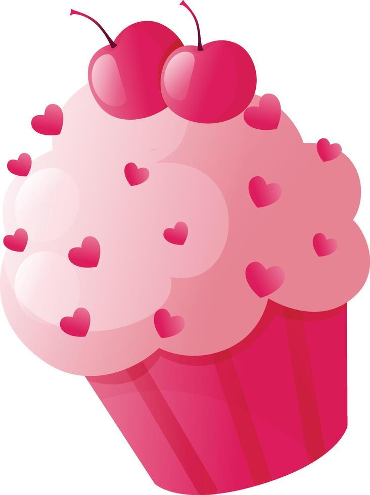 icono de cupcake de San Valentín con corazones vector