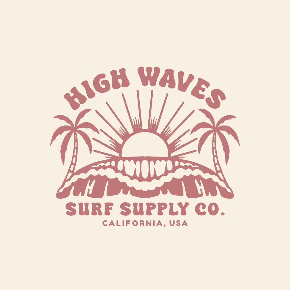 Vintage surf design template for surf club, surf shop, surf merch. vector