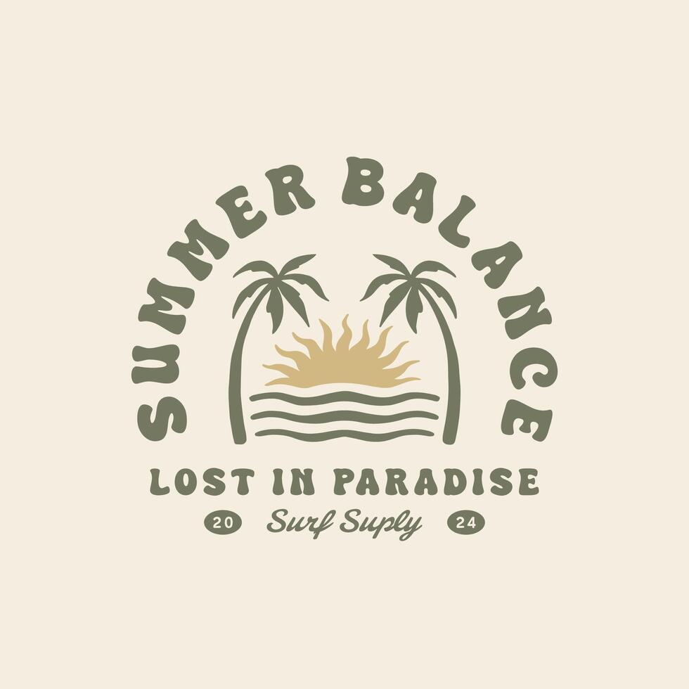 Vintage summer design template for surf club, surf shop  surf merch. vector