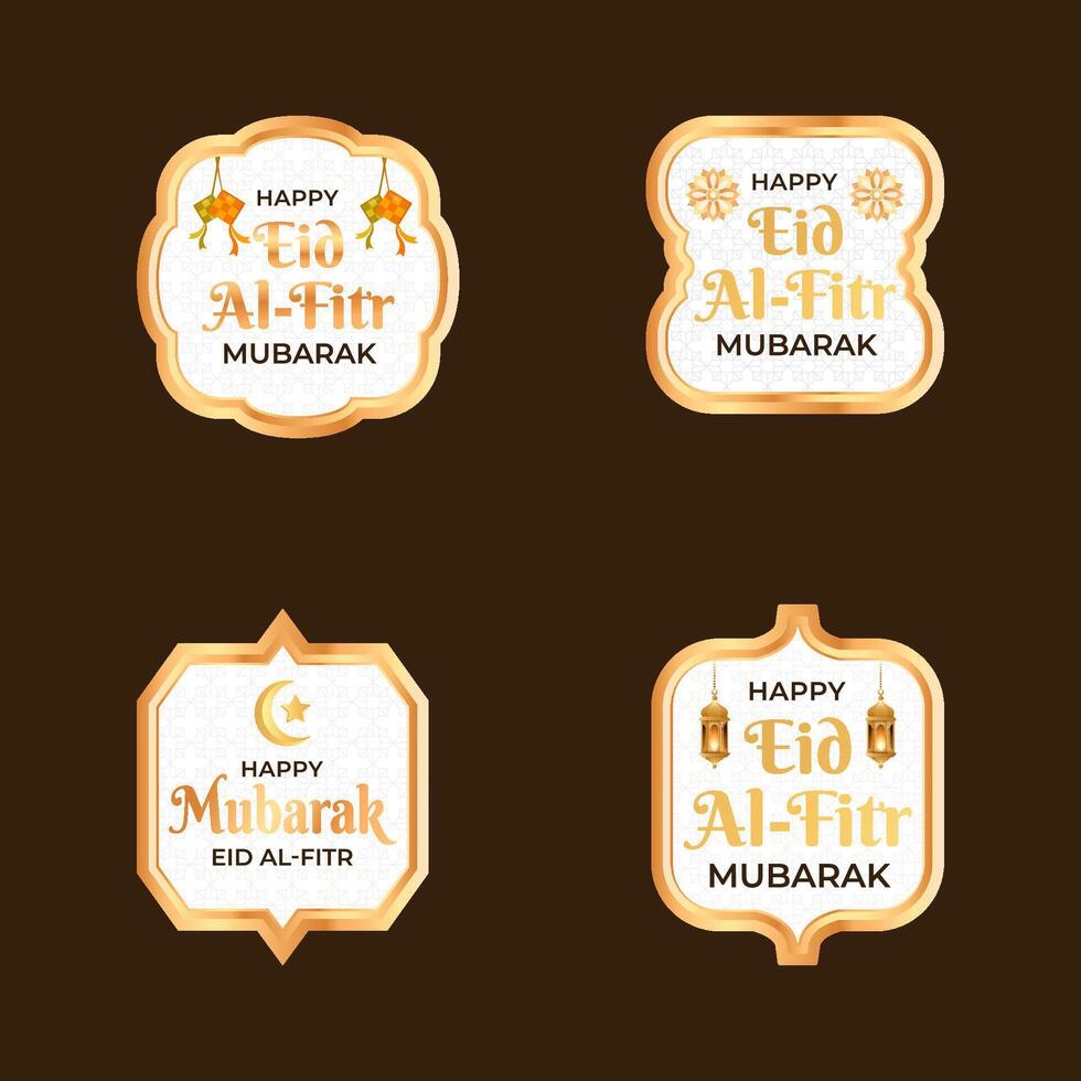 Flat element ramadan kareem badge collection element vector