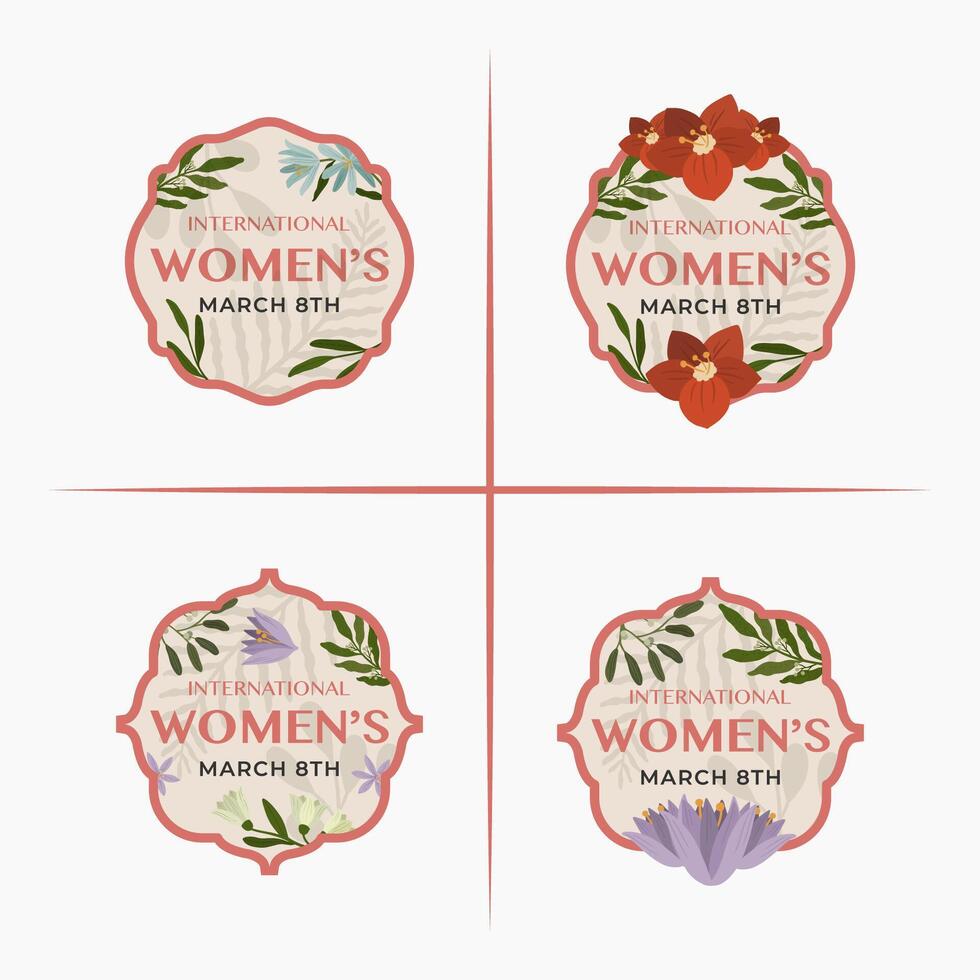 Happy Women's Days Badges Logo design icon flat design stickers element vector