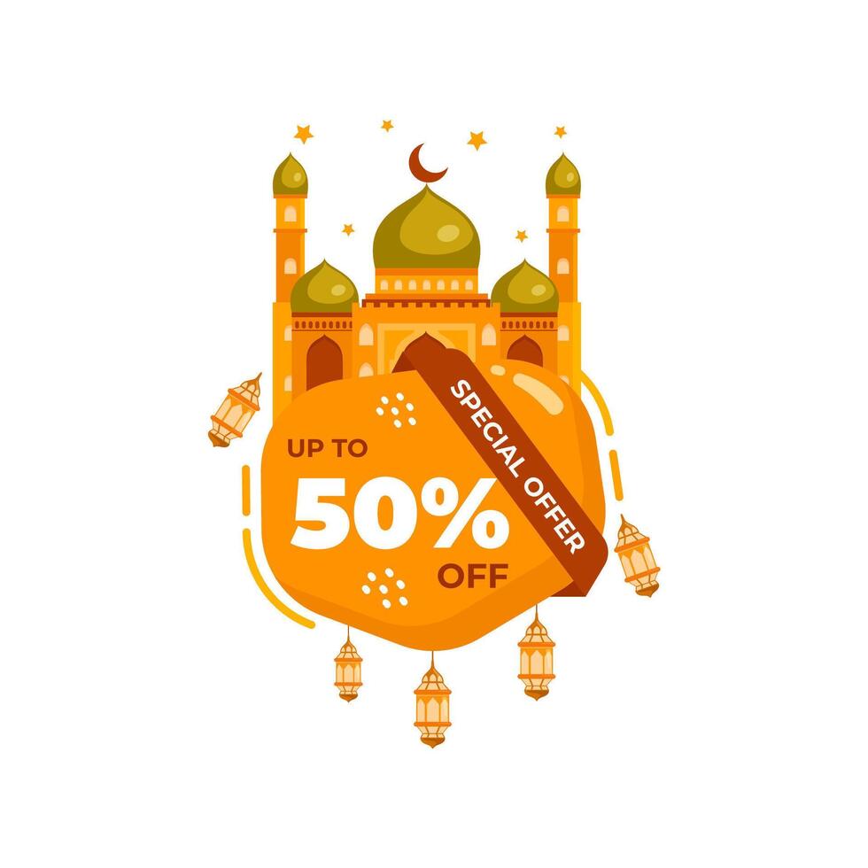 Flat Ramadan Big Sale design icon social media post  promotion template. With white background. vector