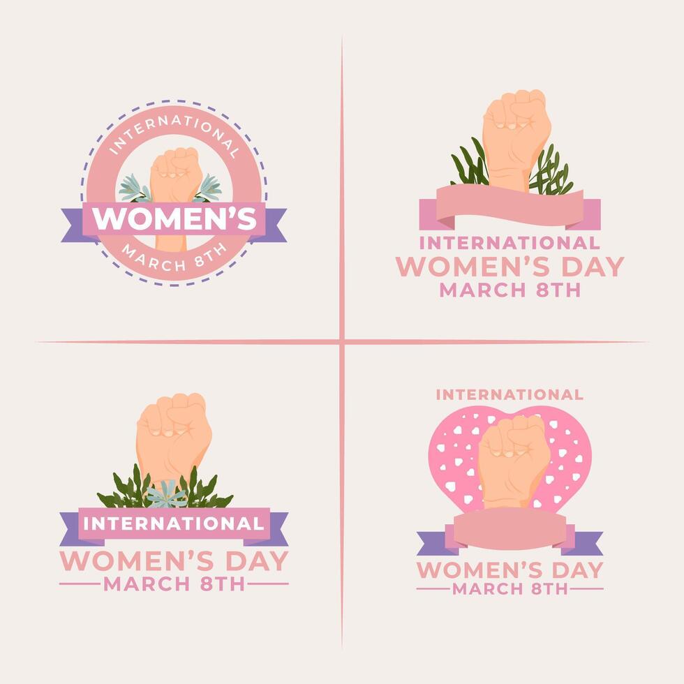 contento De las mujeres dias insignias logo diseño icono plano diseño pegatinas elemento vector