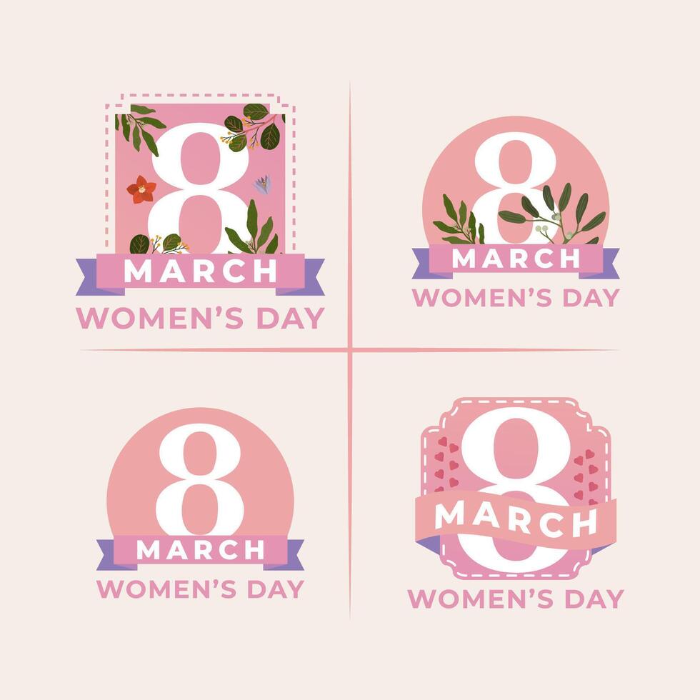 Happy Women's Days Badges Logo design icon flat design stickers element vector