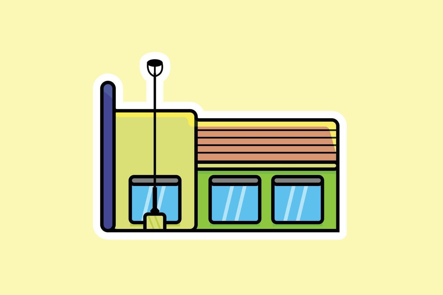 Street Restaurant Building vector illustration.