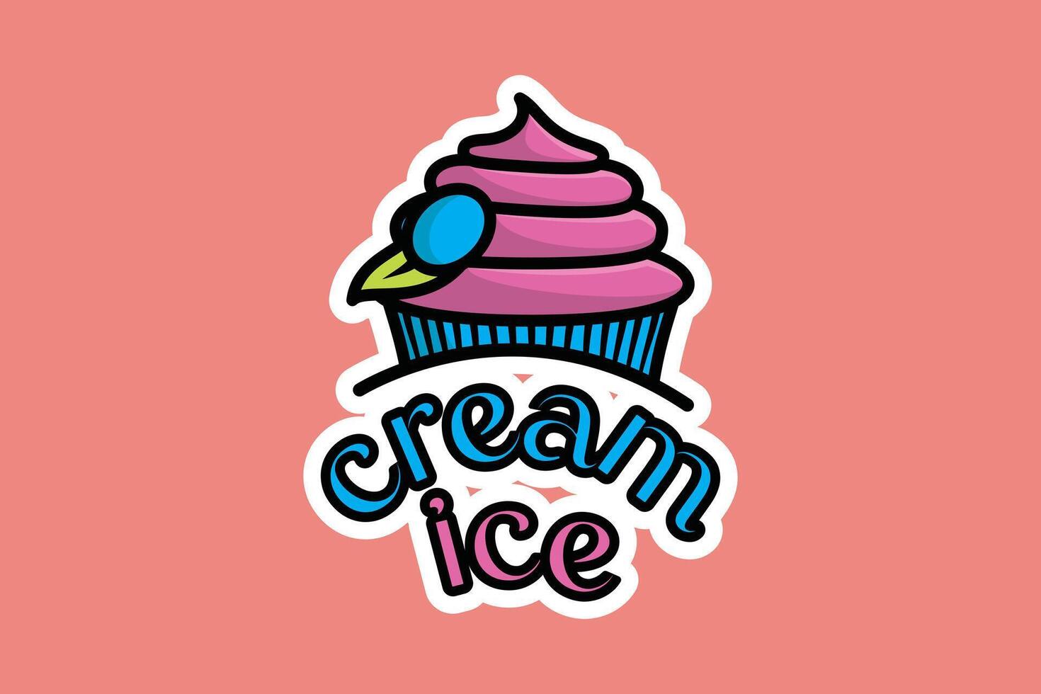 Summer Ice Cream Cup Sticker vector illustration. Summer food and ice cream object icon concept. Ice cream paper cup sticker vector design with shadow.
