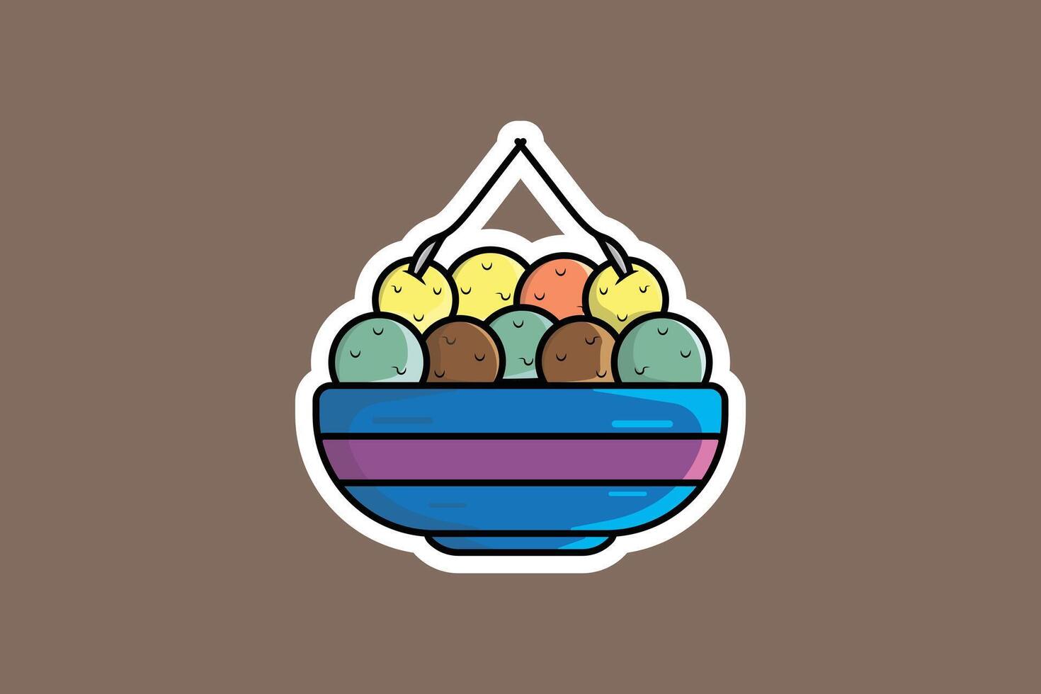 Delicious Ice Cream Cup Sticker vector illustration. Summer food and ice cream object icon concept. Ice cream plastic cup sticker vector design with shadow.