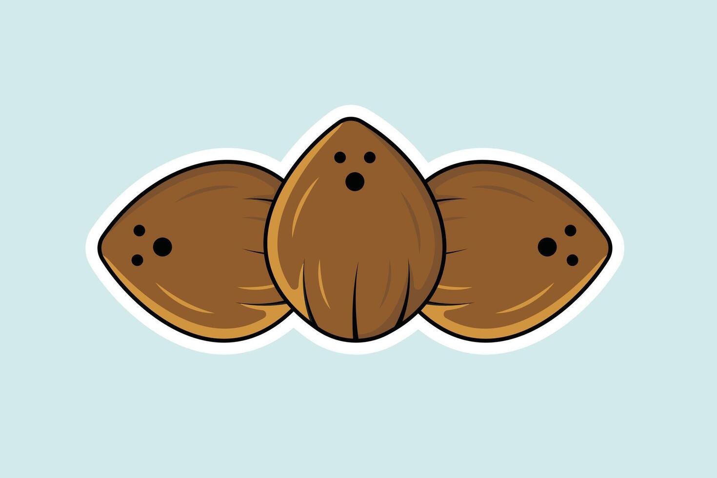 Collection of Coconut Fruits Sticker design vector illustration. Food objects icon concept. Organic fruits sticker design logo icons with shadow.