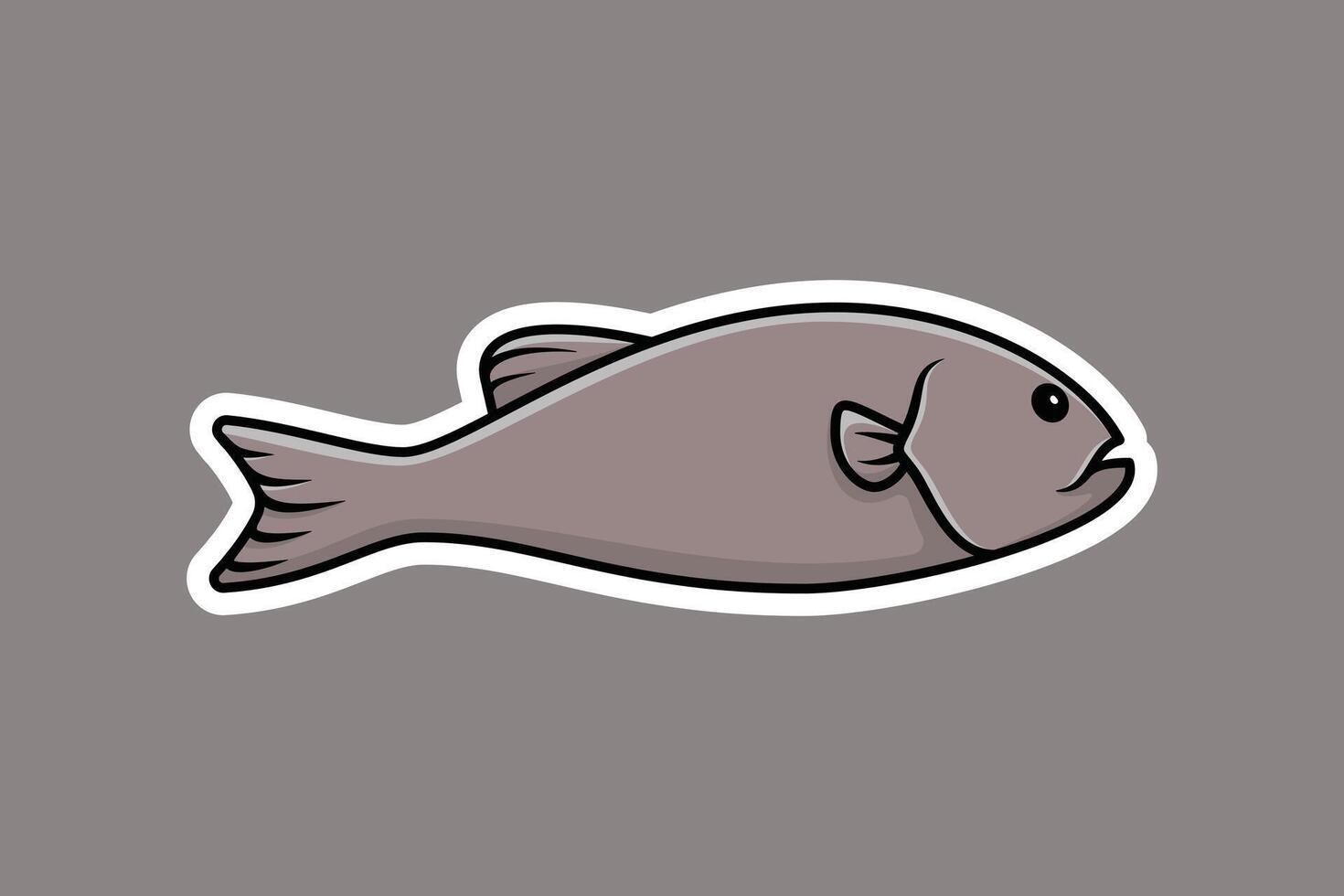 Cute Fish Sticker design vector illustration. Animal nature icon concept. Restaurant sea food and sticker design icons logo with shadow.