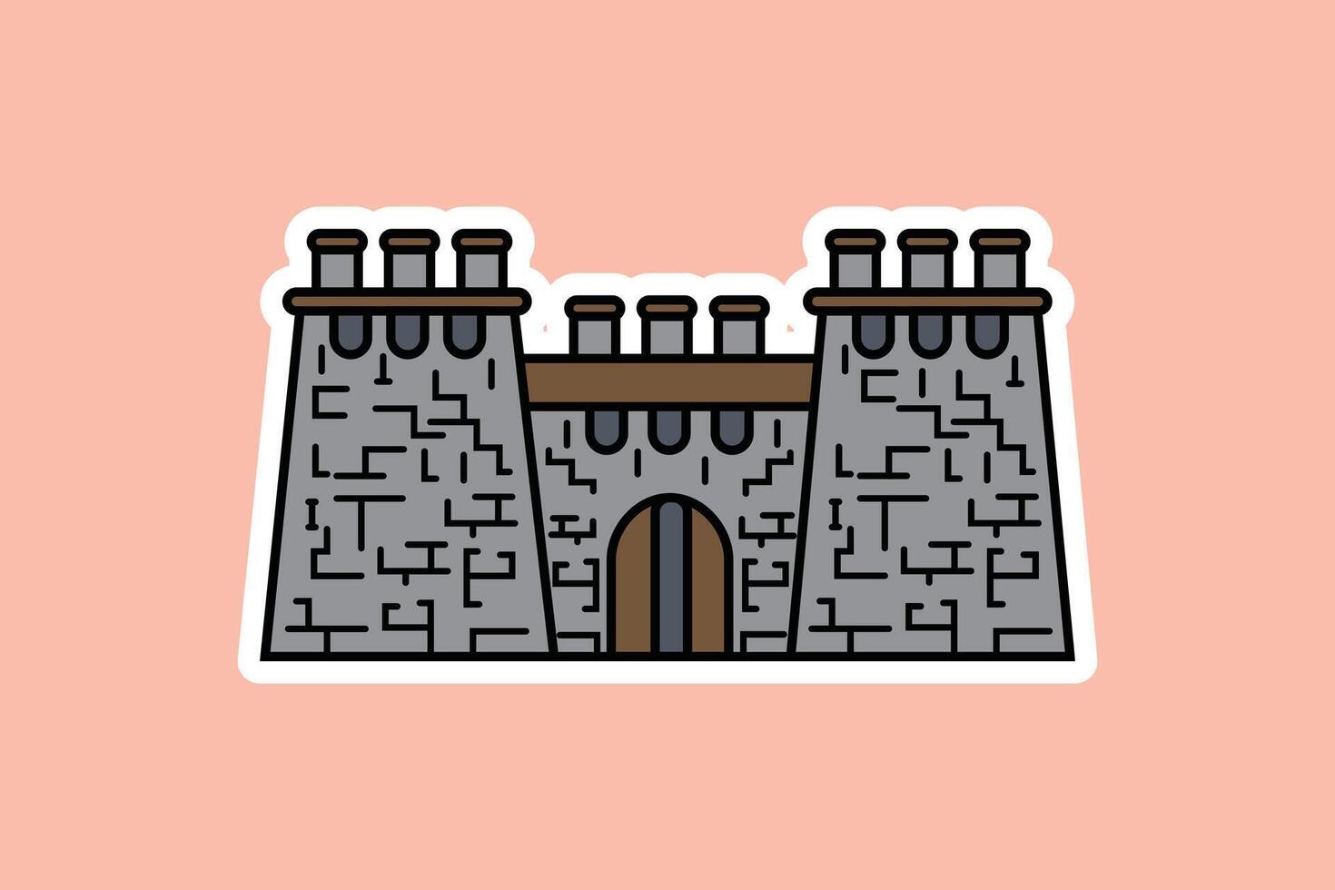 Stone Castle Tower Building vector illustration.