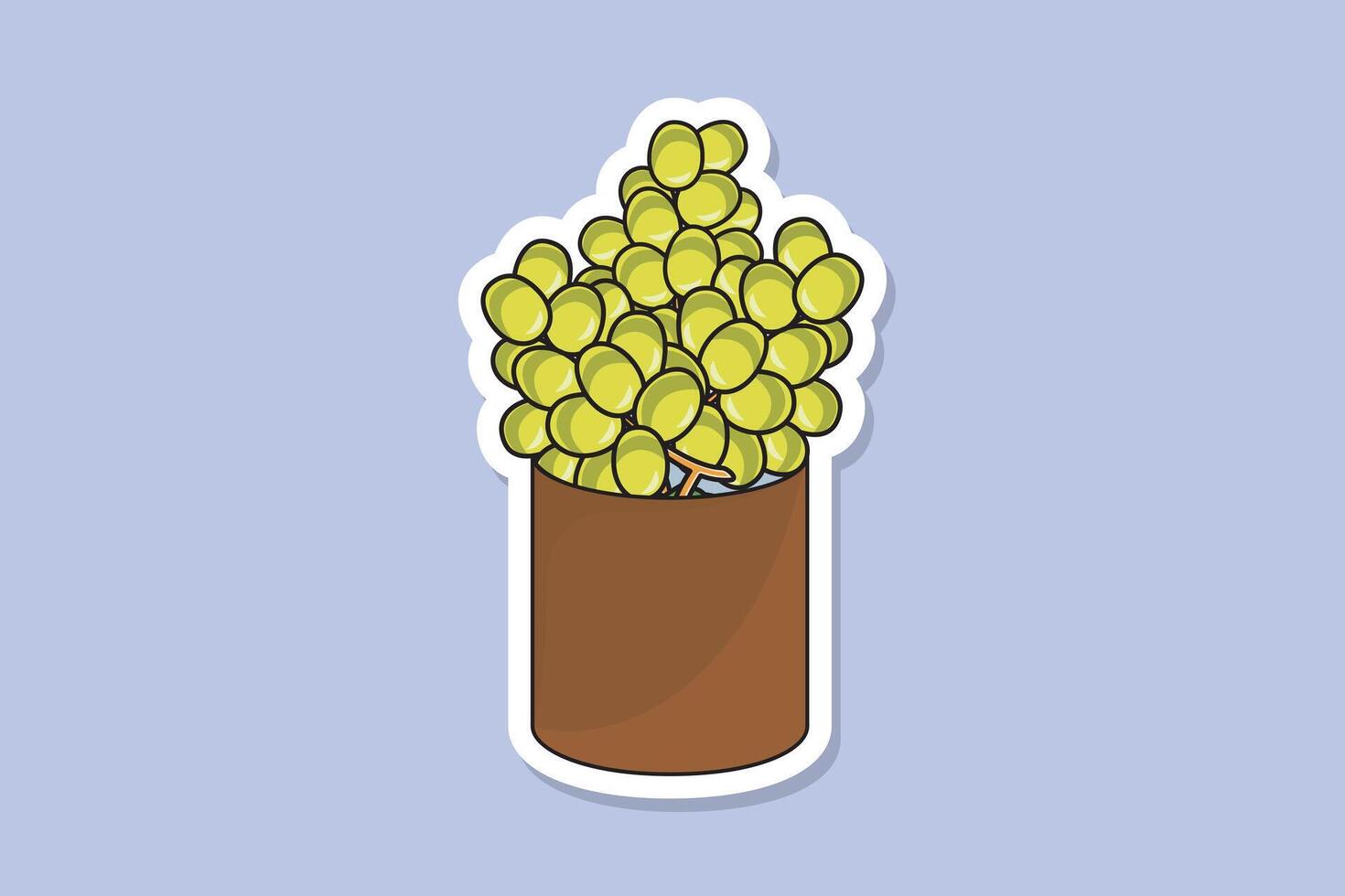Green grapes in metal open tin can sticker design vector illustration. Food and drink objects icon concept. Green grapes sticker design logo icons.