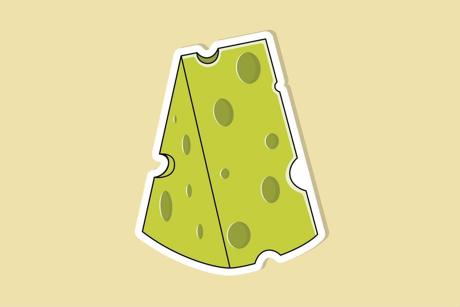 Cheese Cartoon Sticker design vector illustration. Food objects icon concept. Triangle shape cheese sticker design logo icon.