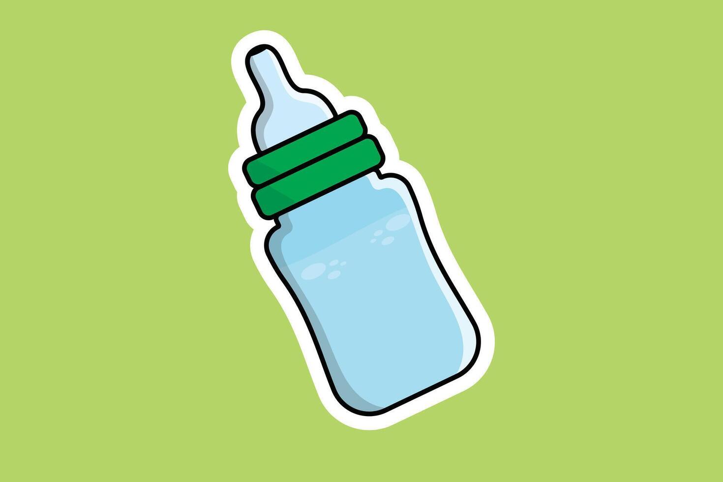 Baby's Milk Bottle Sticker vector illustration. People drink objects icon concept. Newborn baby plastic water and milk bottle sticker vector design with shadow.