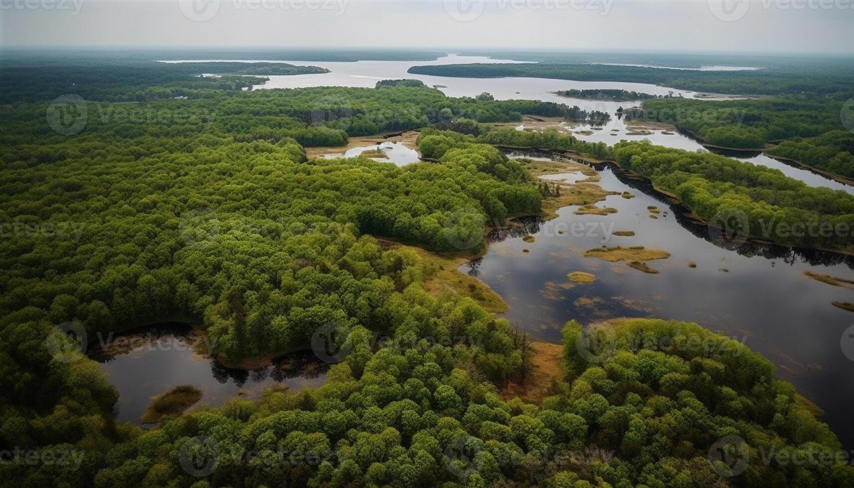 AI generated Aerial view of tranquil coastline, reflecting beauty of nature generated by AI photo