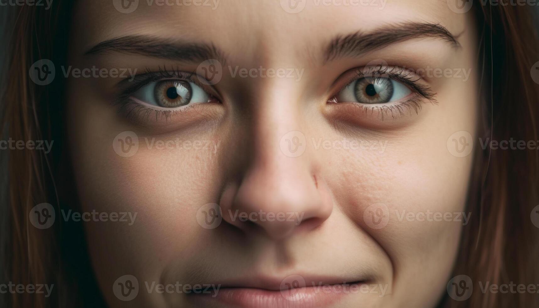 AI generated Cute young woman with blue eyes smiling at camera generated by AI photo