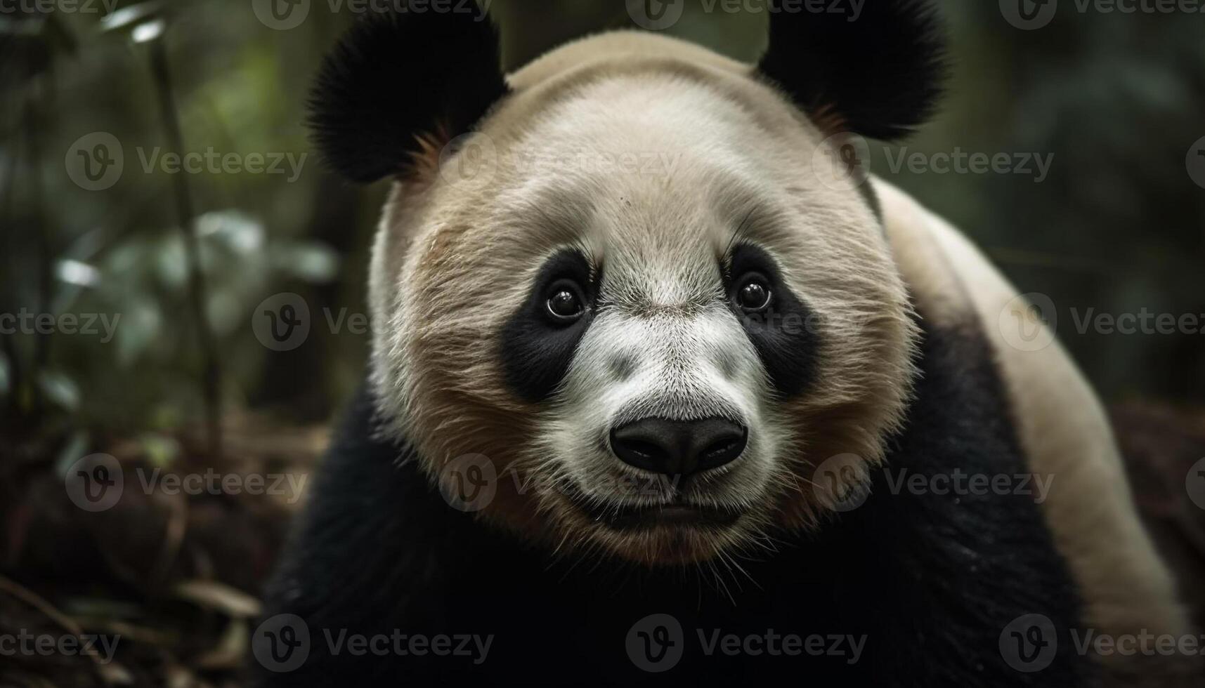 AI generated Cute panda and lemur sitting in tropical rainforest generated by AI photo