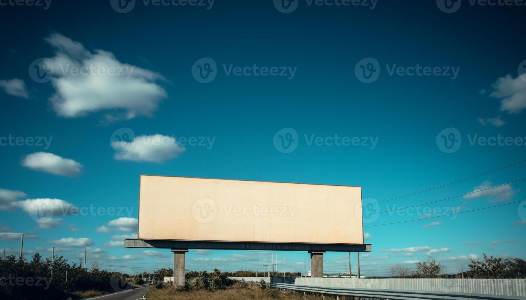 AI generated Clear sky frames empty billboard, sign communicates nature message generated by AI photo