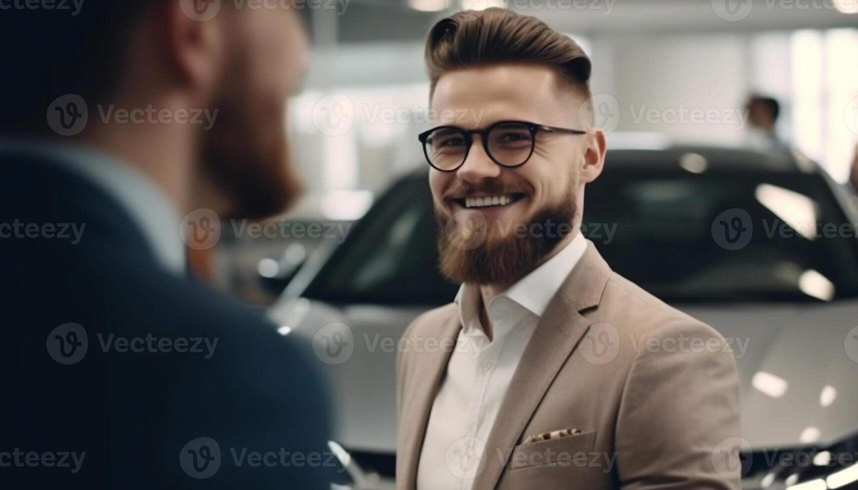 AI generated A successful businessman in a luxury car, exuding confidence generated by AI photo