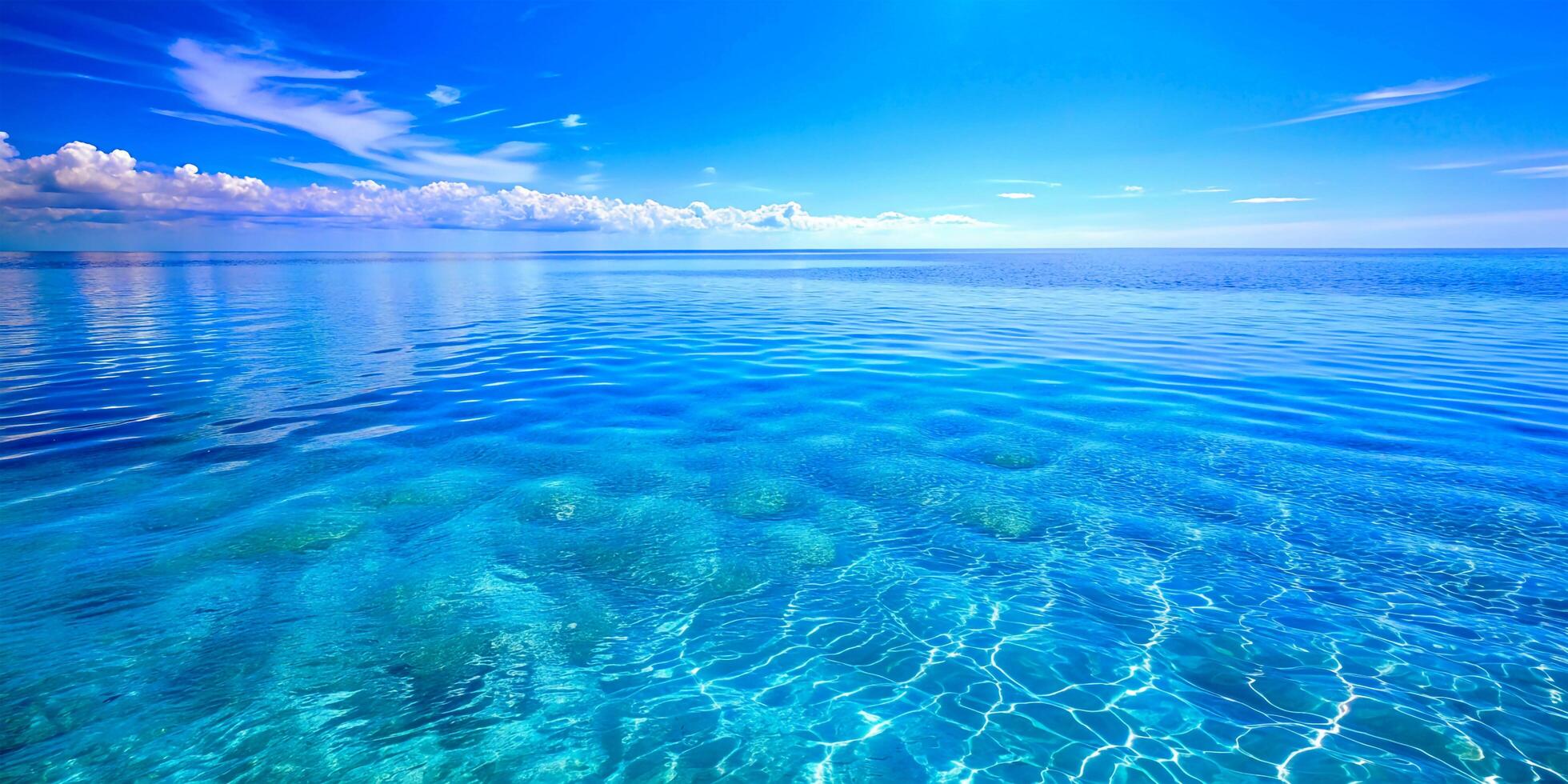 AI generated A Calm And Blue Sea Water background With Sky 40754389