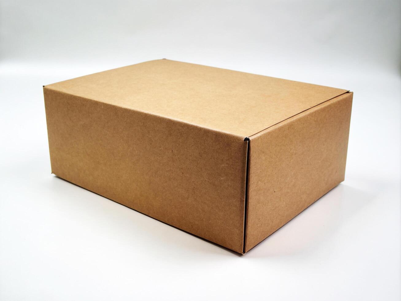 AI generated A Brown Cardboard Box On The Plain Background For Mockup photo