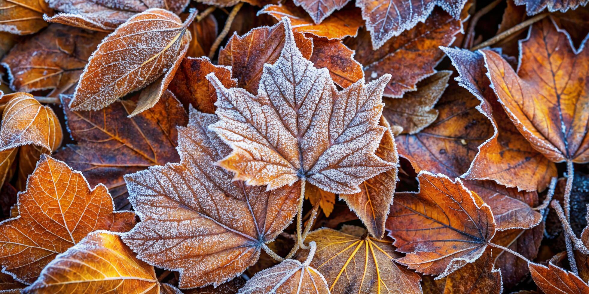 ai generado escarchado otoño hojas antecedentes foto