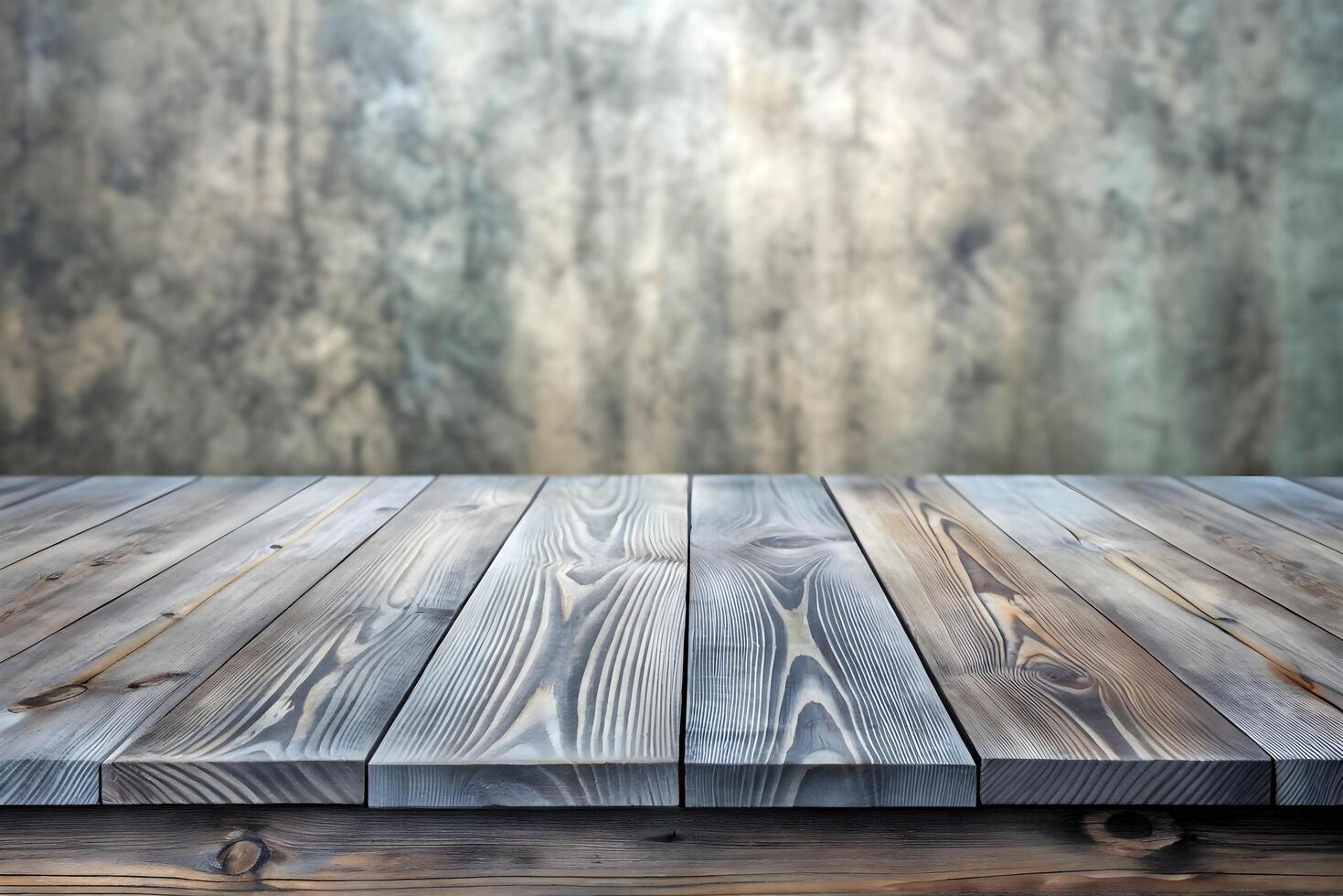 AI generated Wooden Tabletop Over a Defocused Wall Background photo