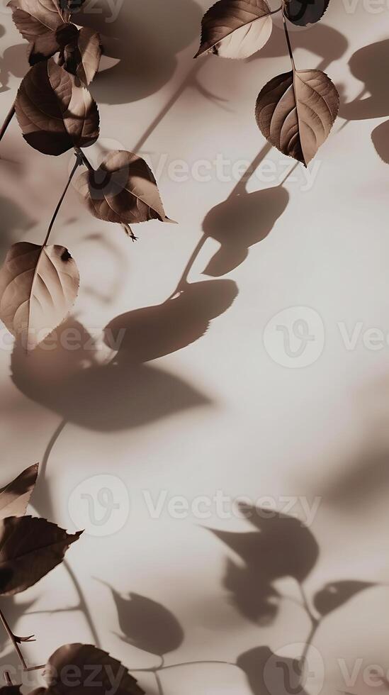 AI generated Shadows of Leaves Creating Patterns on a Wall. Generative AI. photo