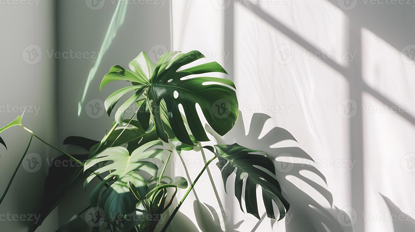 AI generated Houseplant in White Pot on Window Sill. Generative AI. photo