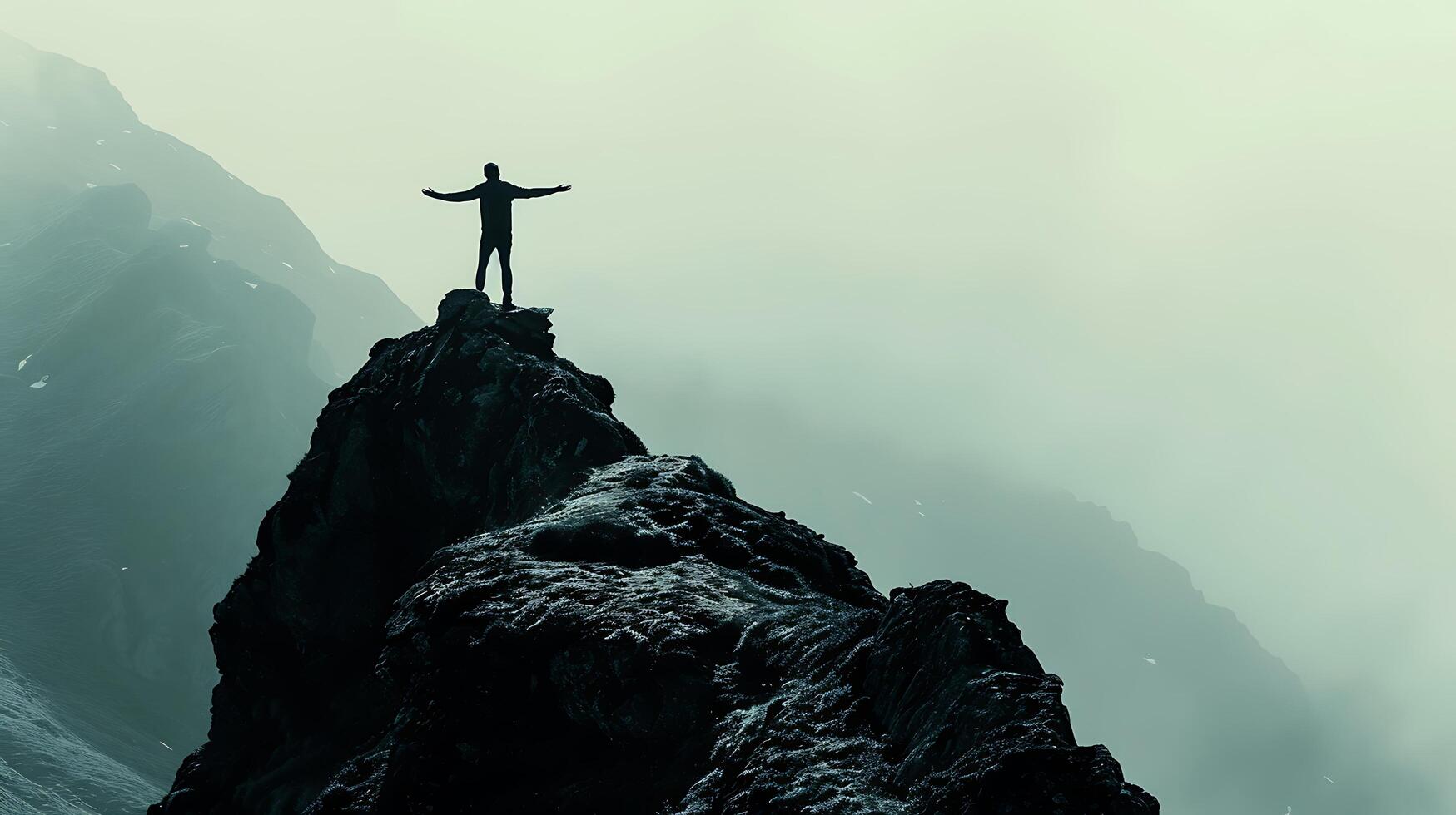 AI generated Solitary Traveler Embraces Freedom in Vivid Wilderness Sunset photo