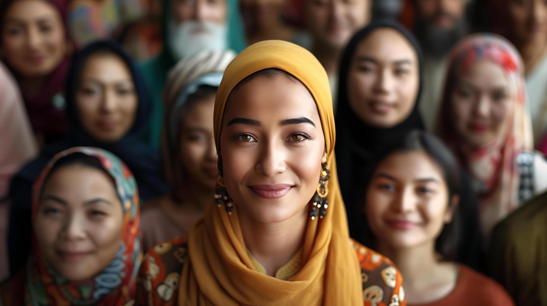 AI generated Diverse Group Smiles in Modern Office Engaged with Large Digital Screen amidst Futuristic Technology photo