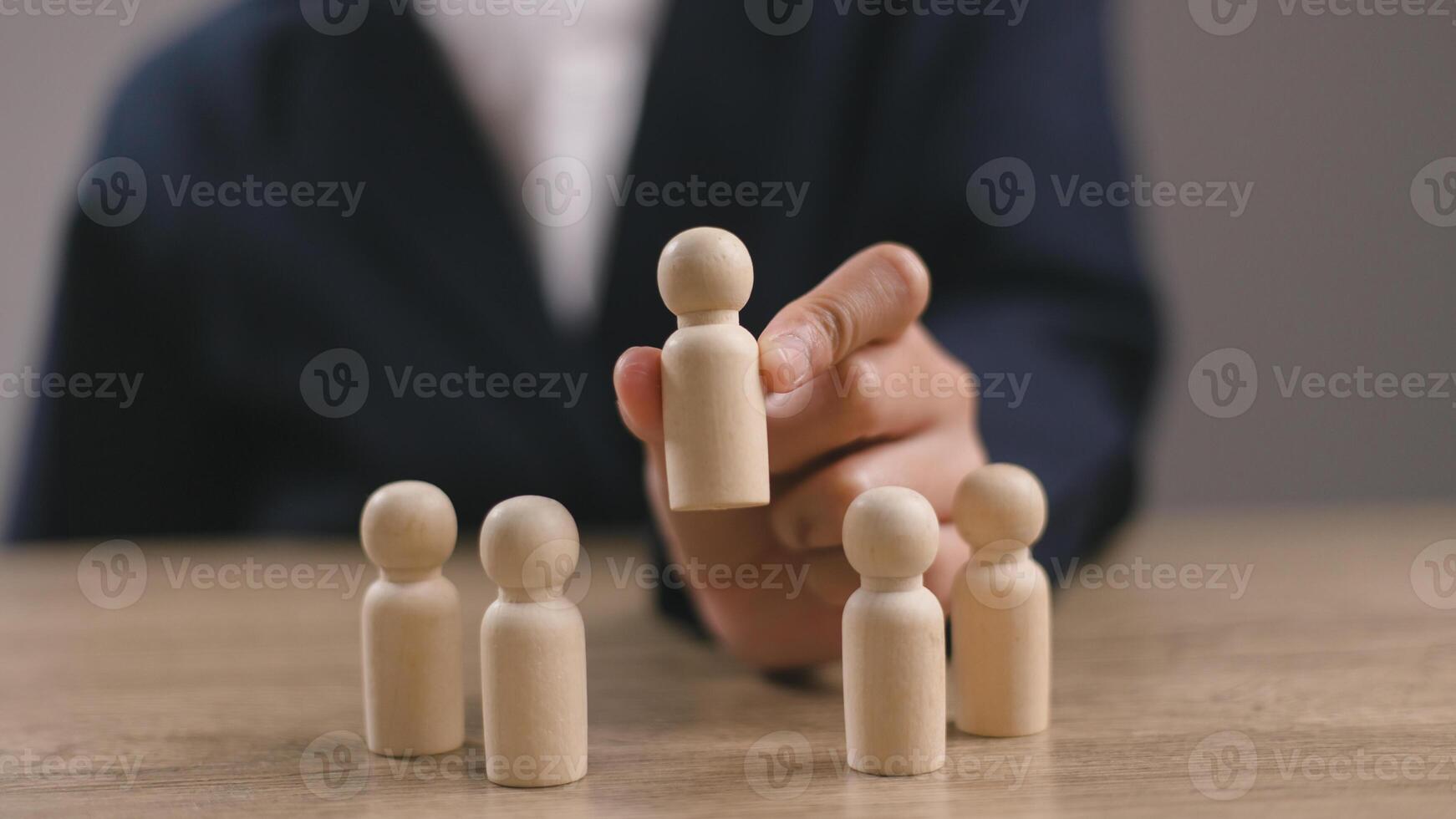 Blank wooden cubes on the table with copy space, empty wooden cubes for input wording, and an infographic icon. photo