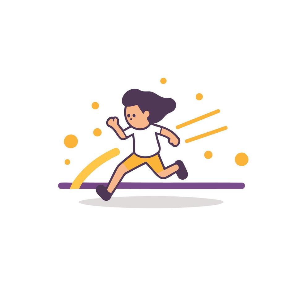 corriendo hombre plano color vector icono. atleta en un apuro. aislado dibujos animados ilustración