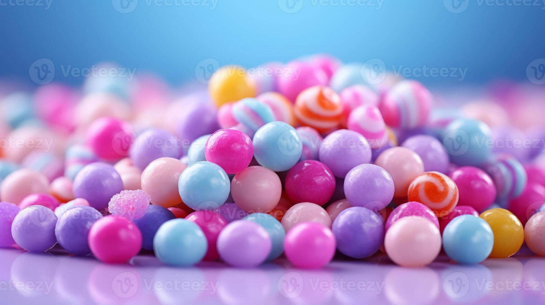 AI generated Colorful candies background. Chocolate candies with sprinkles. photo