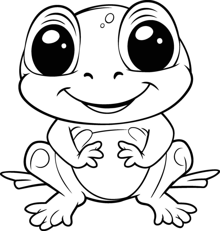 AI generated Black and White Cartoon Illustration of Funny Frog Animal Character for Coloring Book vector