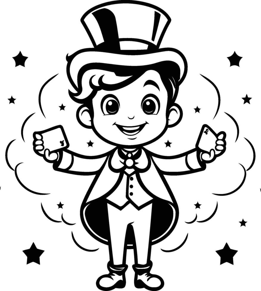 AI generated Black and White Cartoon Illustration of a Leprechaun Comic Character vector