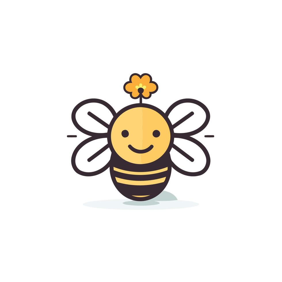 AI generated Cute bee with flower in its beak. Vector illustration.