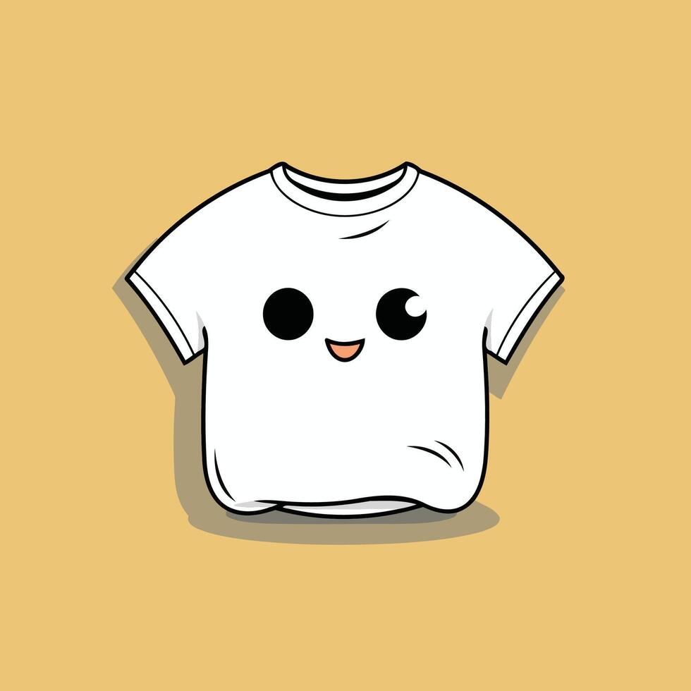 ai generado blanco camiseta con linda kawaii rostro. vector ilustración