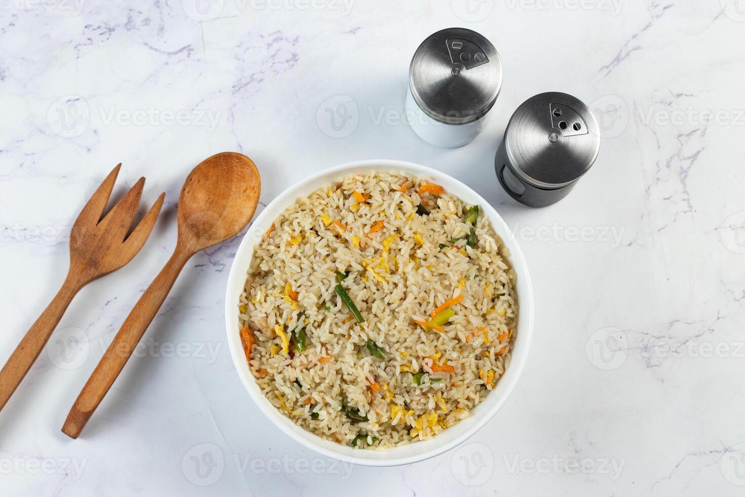 Egg Fried Rice served in a dish isolated on background side view of chinese food photo