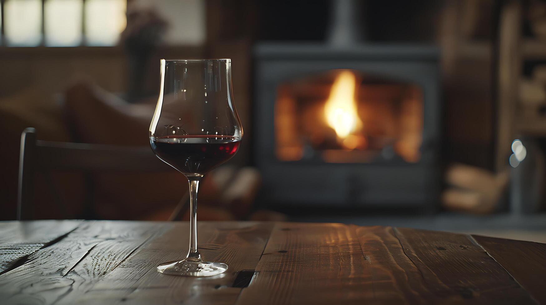 AI generated Tranquil Evening Red Wine Glass and Candlelight Captured in Soft Natural Light photo