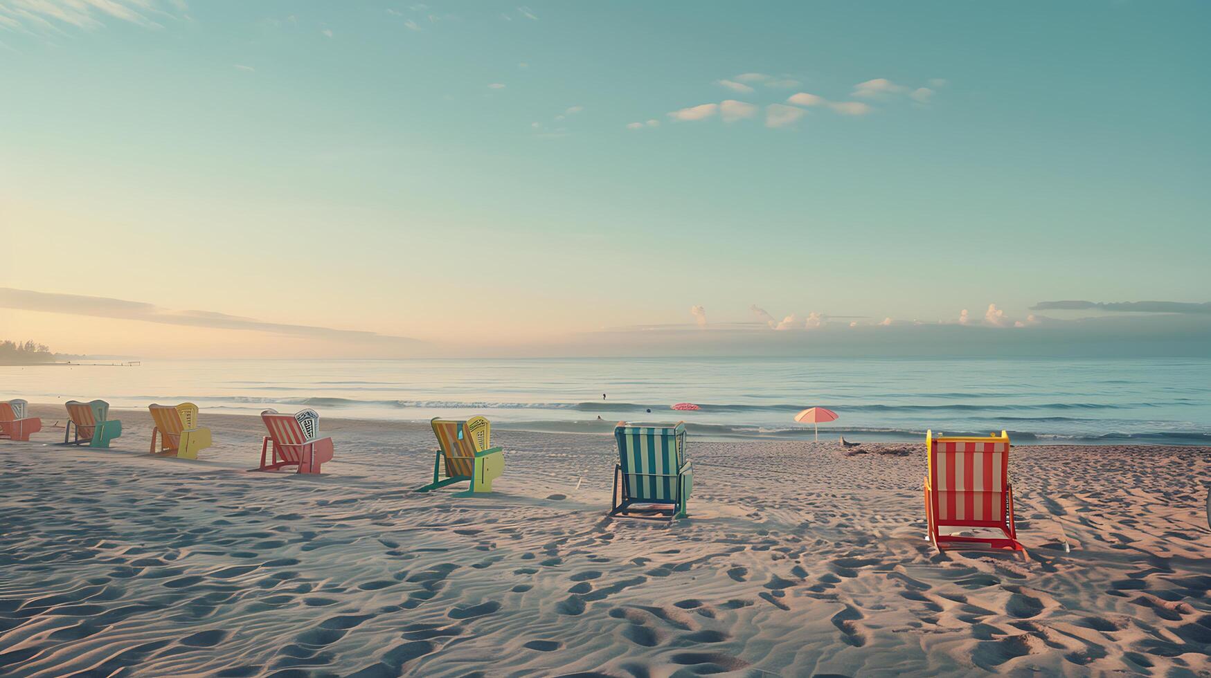 AI generated Tranquil Sunset Beach Gentle Waves Colorful Sky and Serene Atmosphere photo